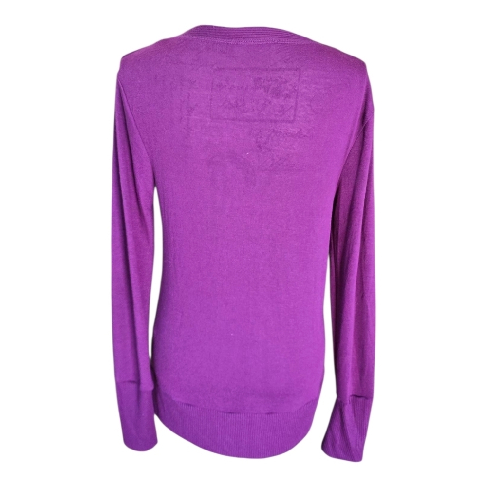 Zenana Dark Plum Snap Button Long Sleeve Cardigan Sweater L - Picture 7 of 11